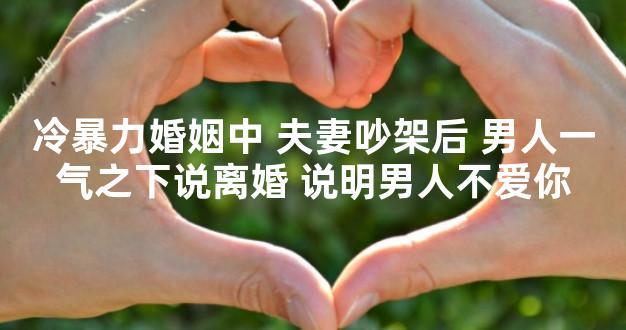 冷暴力婚姻中 夫妻吵架后 男人一气之下说离婚 说明